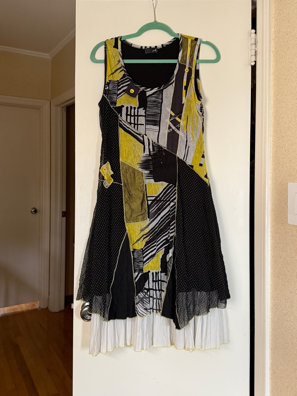 Vintage Y2K Mé Paris Asymmetric Patchwork Dress - Made in France Size T2 US 6/8?